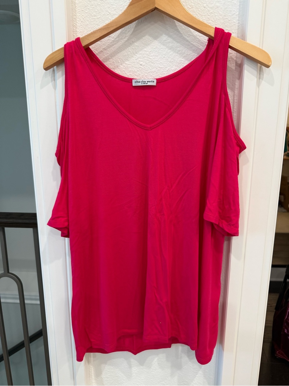 Cha Cha Vente Pink Cold Shoulder V-Neck Tunic Top XL